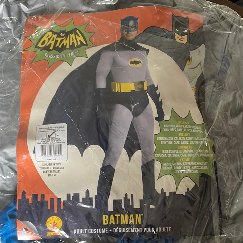 CLASSIC -Batman Gray Costume with Black Cape and Yellow Utility Belt
